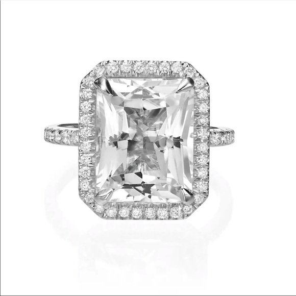 New Square Cut 925 Sterling Silver Diamond Ring - Picture 6 of 6